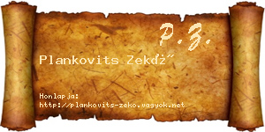 Plankovits Zekő névjegykártya